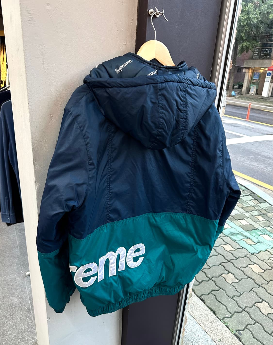 M/ 슈프림 사이드 로고 투톤 패딩 점퍼 상품이미지7