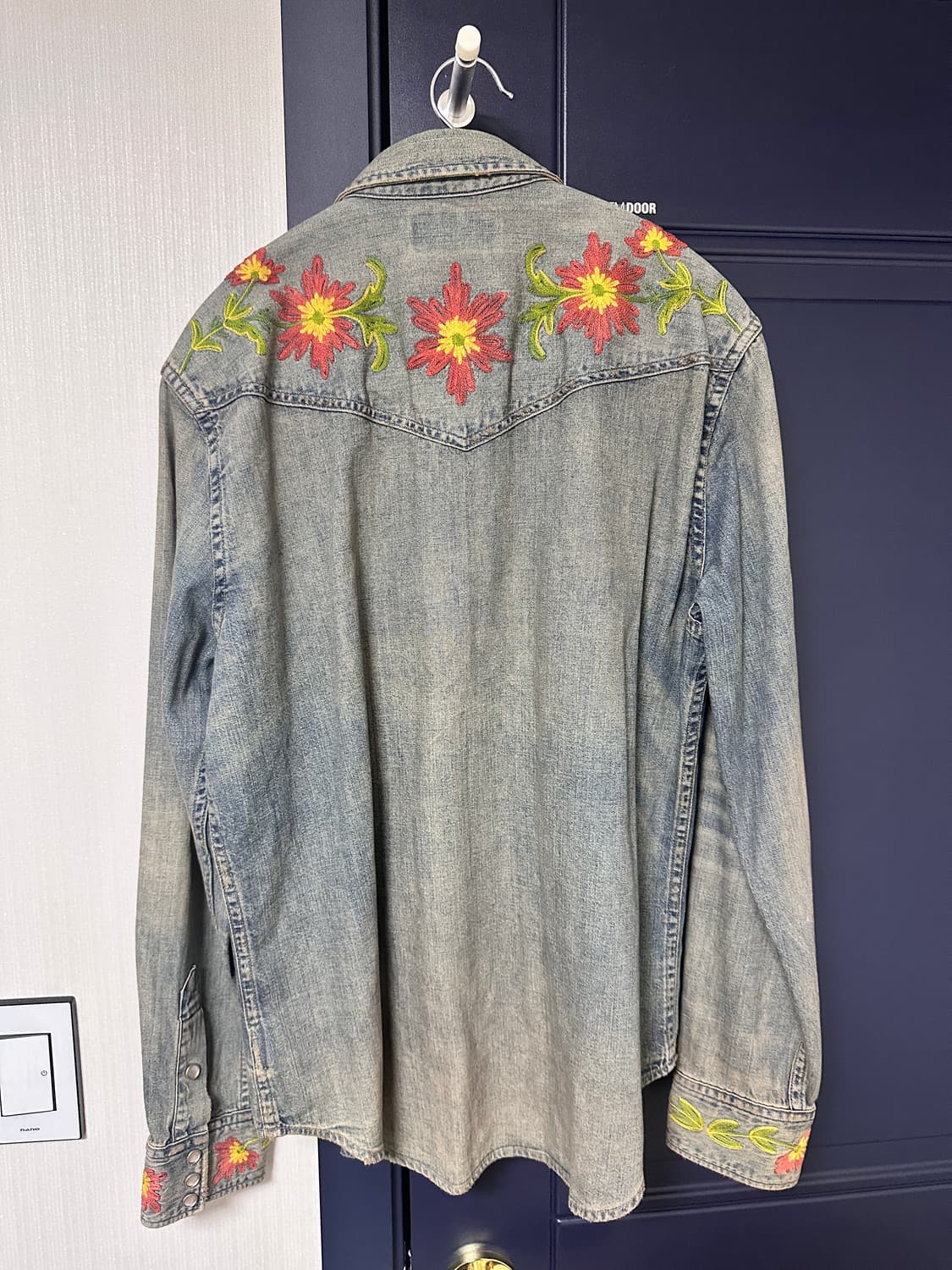 RRL 꽃자수 웨스턴 데님 셔츠 M 상품이미지3