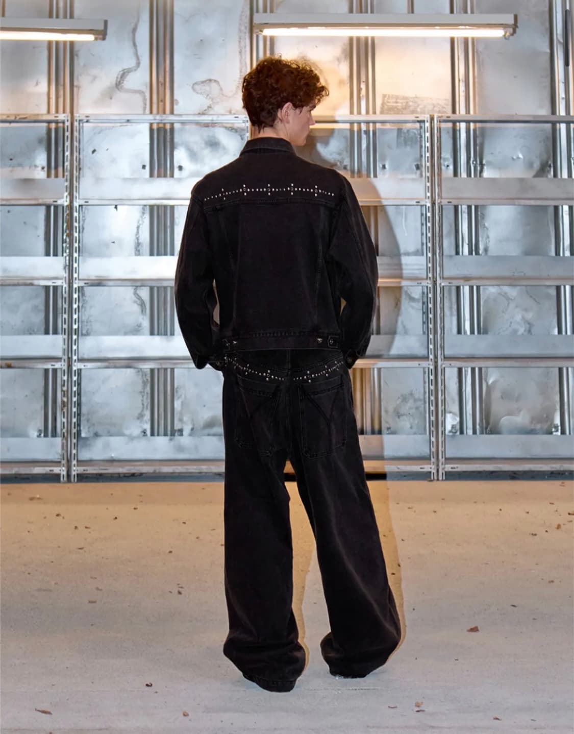 OY stud denim trucker jacket -BLACK 상품이미지1