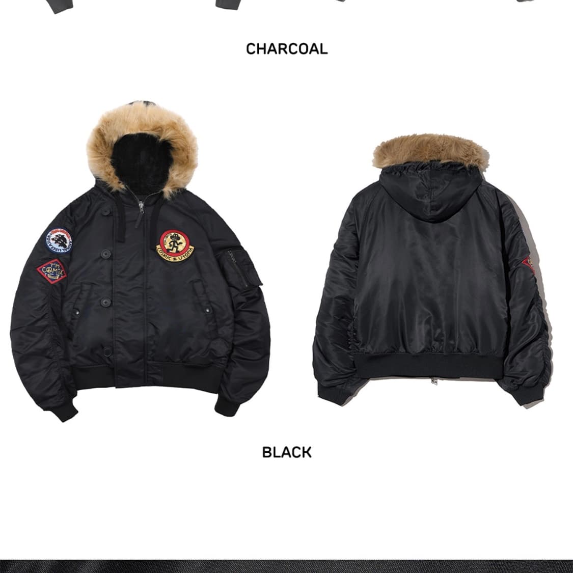 패치드 MA-1 후디드 덱 점퍼 블랙 M size 상품이미지2