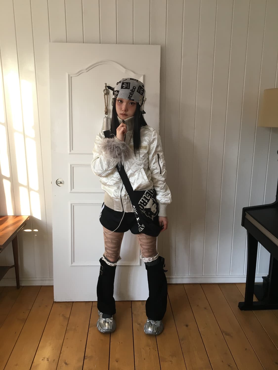 히스테릭글레머 화이트 퀼팅패팅 상품이미지6