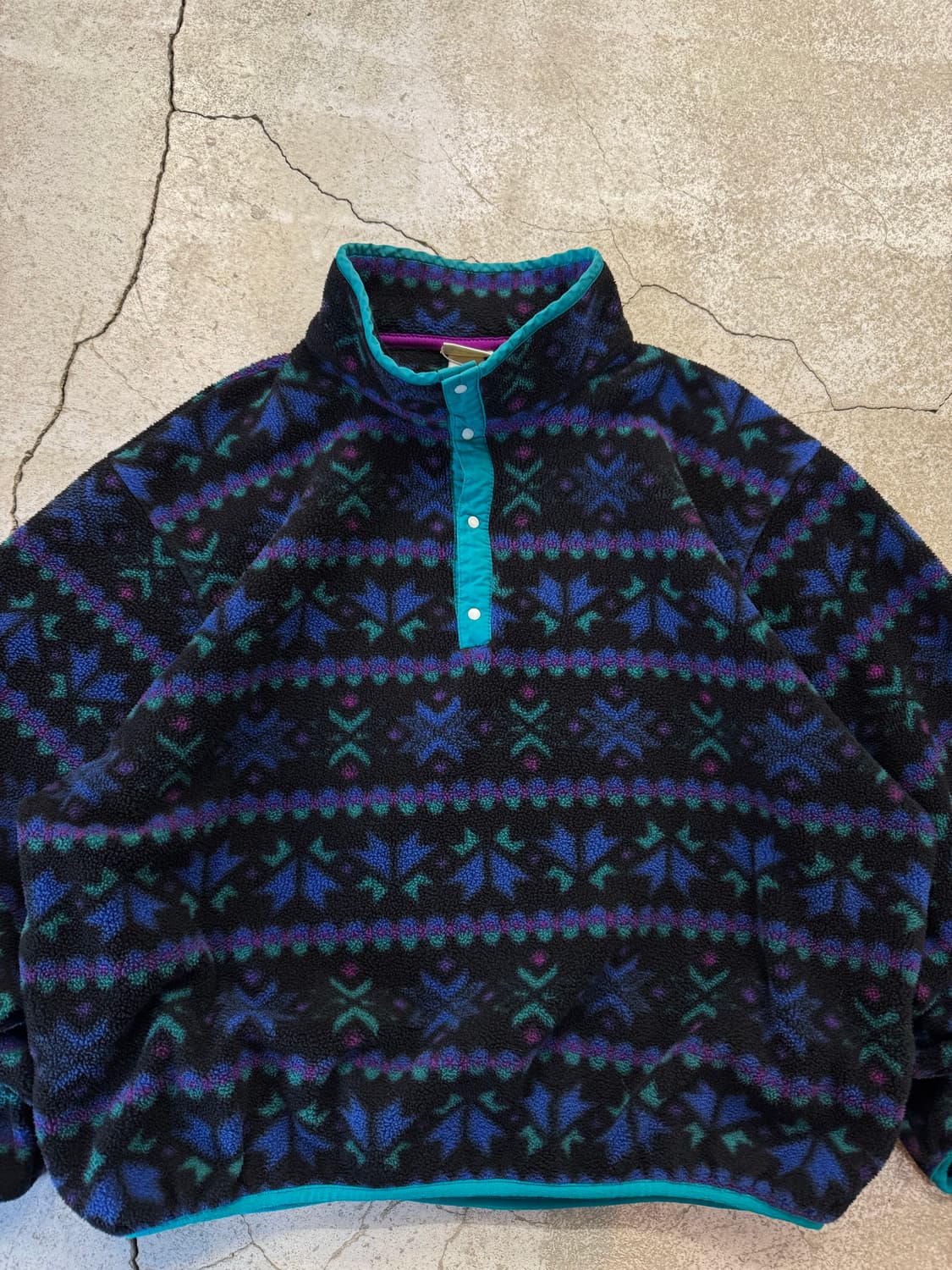 90s 엘엘빈 아즈텍 플리스 스냅티 풀오버 상품이미지2