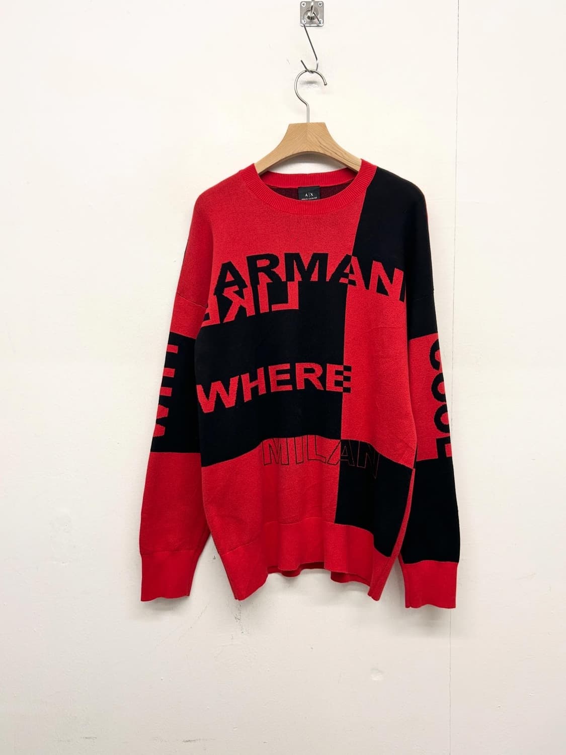 아르마니 익스체인지 레드/블랙 니트 상품이미지1