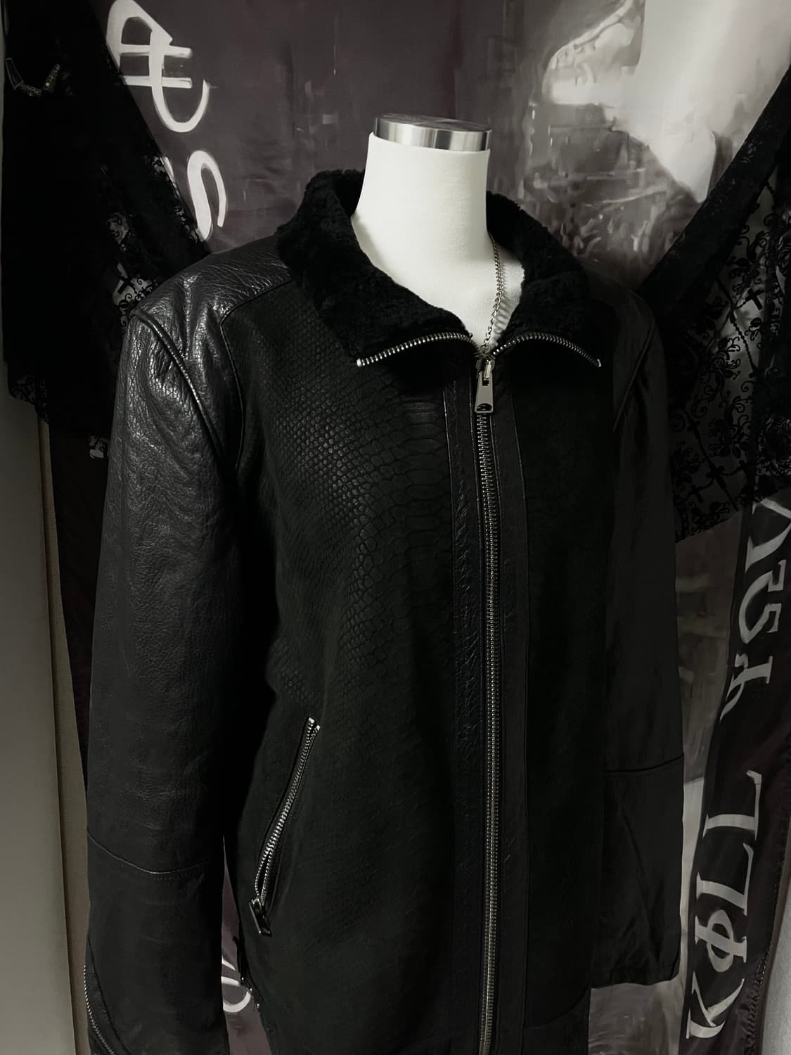 Black leather mustang 릭오웬스하이엔드깔빈티지자켓무스탕 상품이미지4