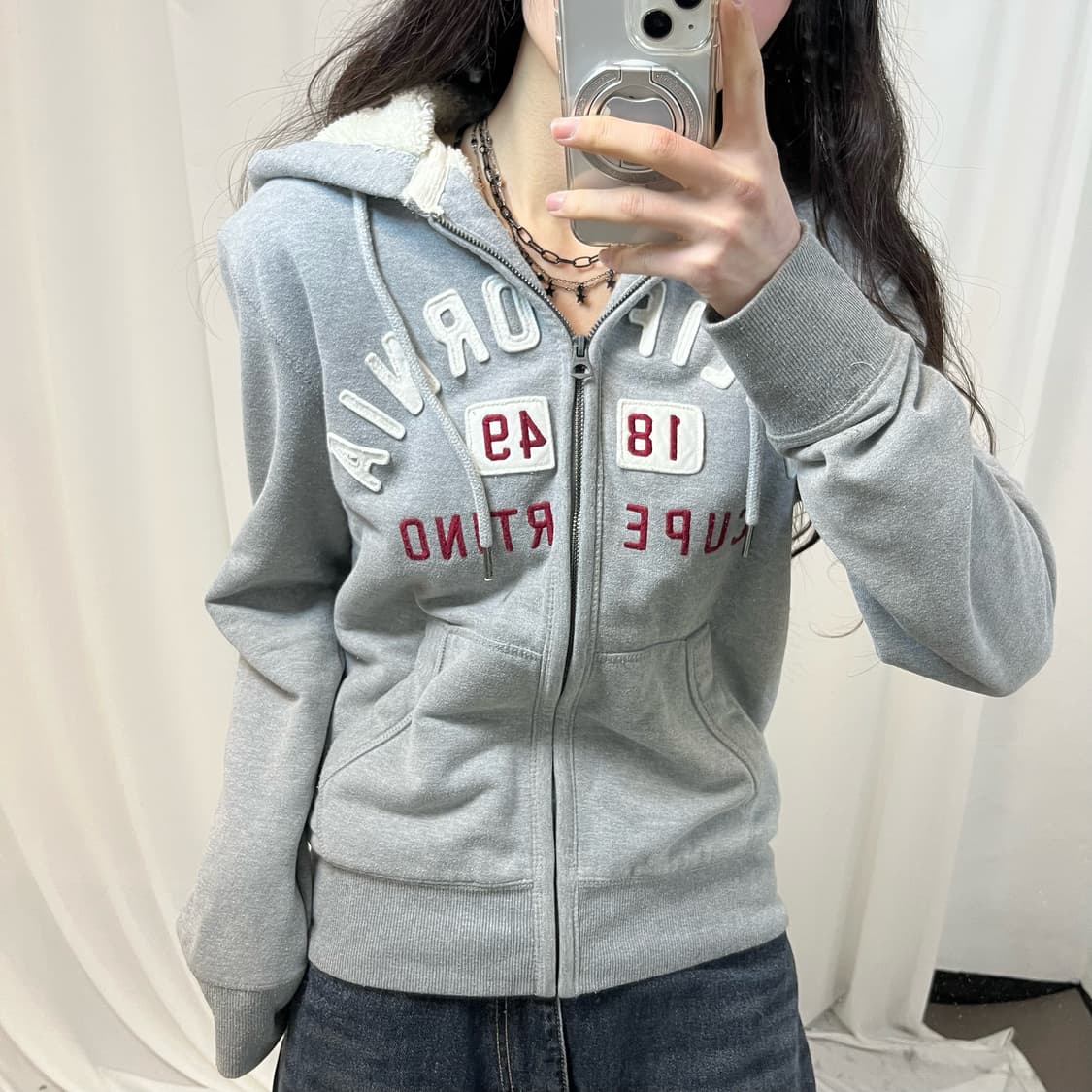 Who.A.U Grey fleece Hood Zip-up 상품이미지3