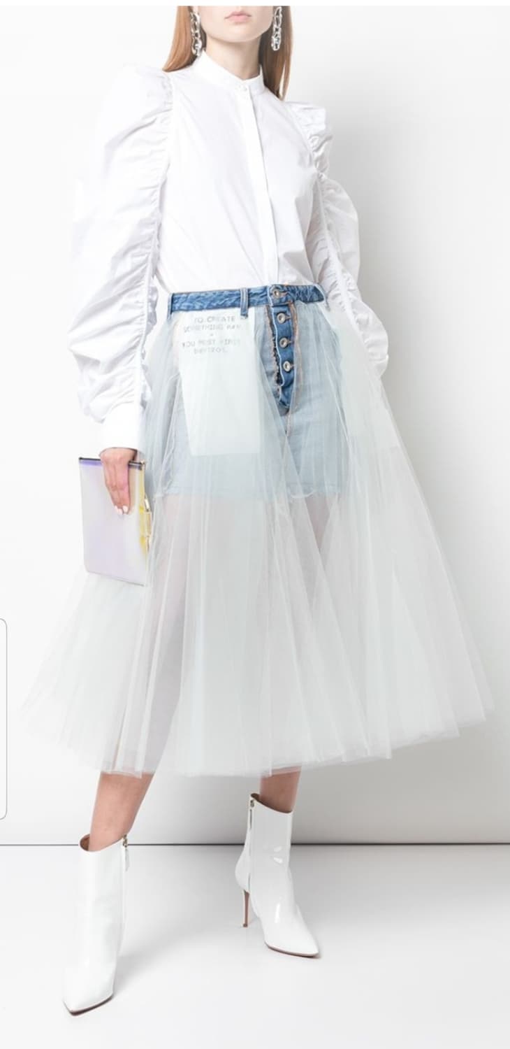 unravel project 튤 데님 스커트 상품이미지4