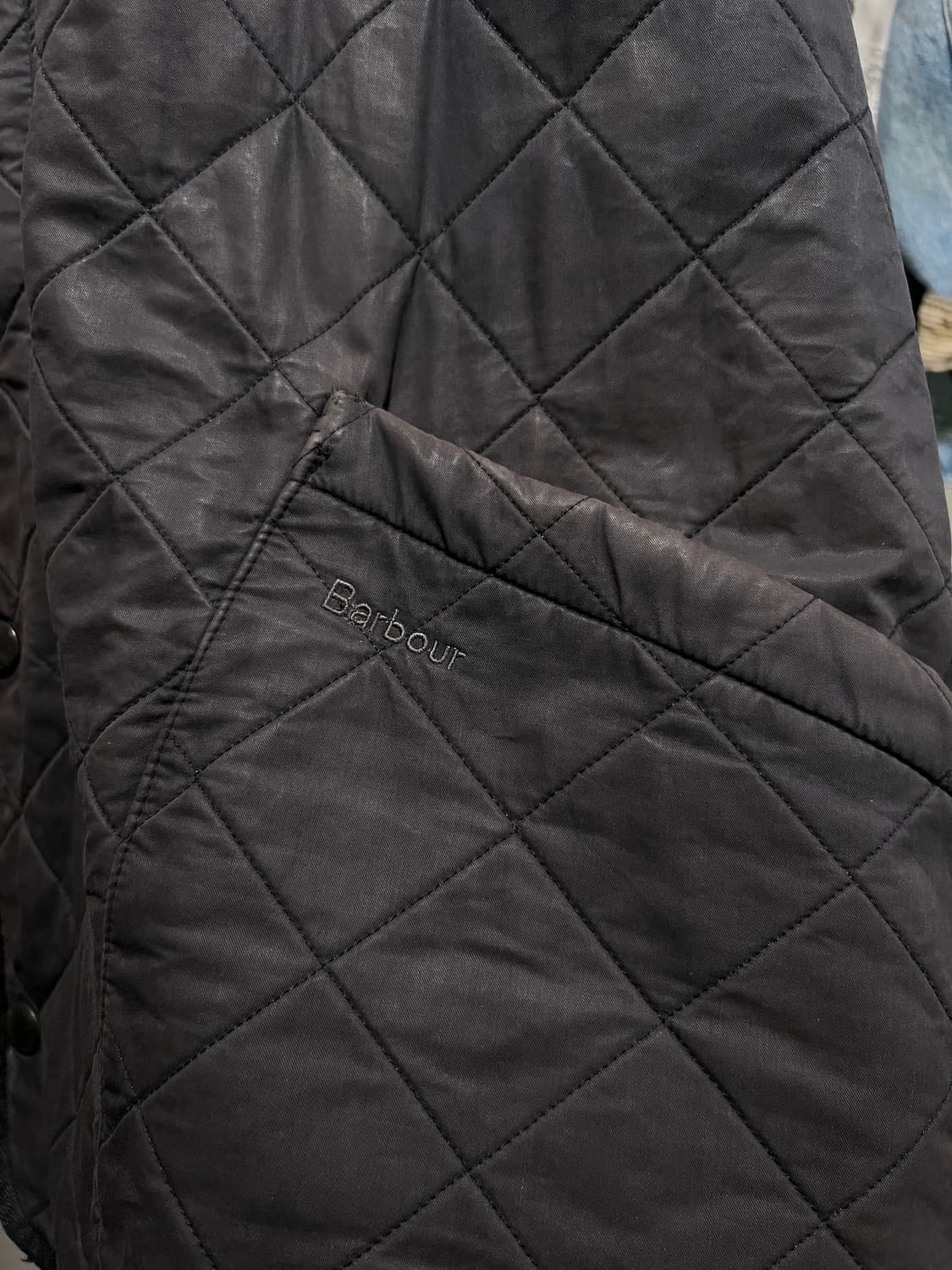 [XL]Barbour 바버 블랙 왁스드 코튼 퀼팅 자켓 상품이미지3