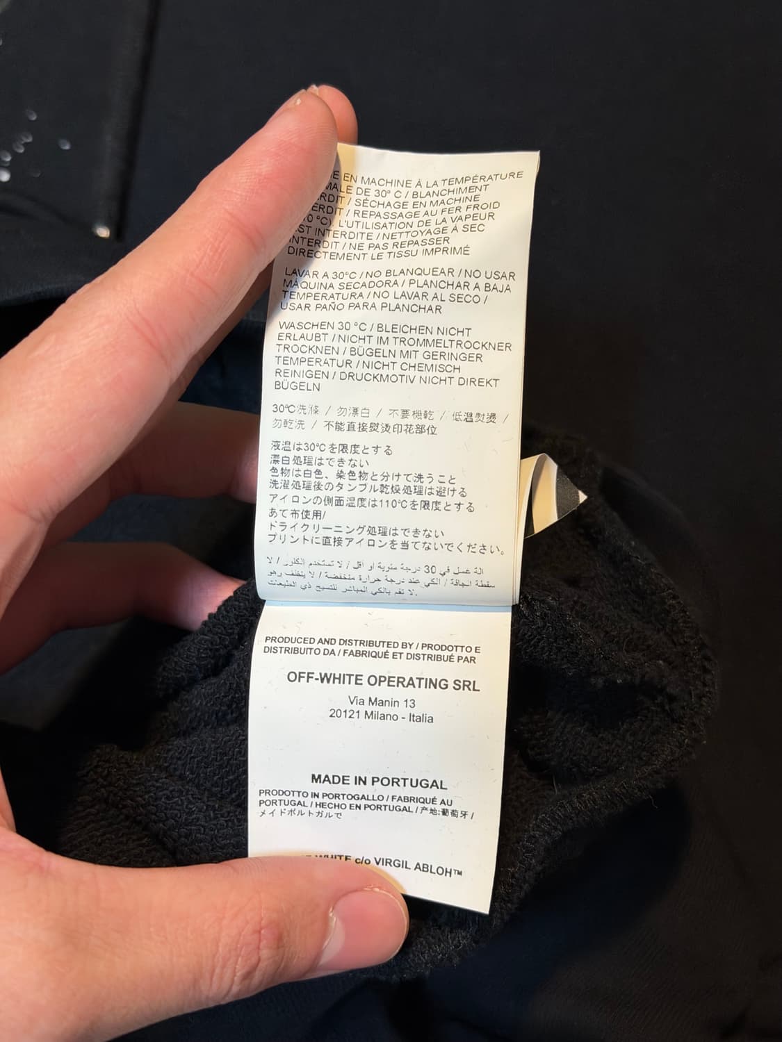 오프화이트 18ss 디아고날 플레임 절개 후드티 블랙 상품이미지6