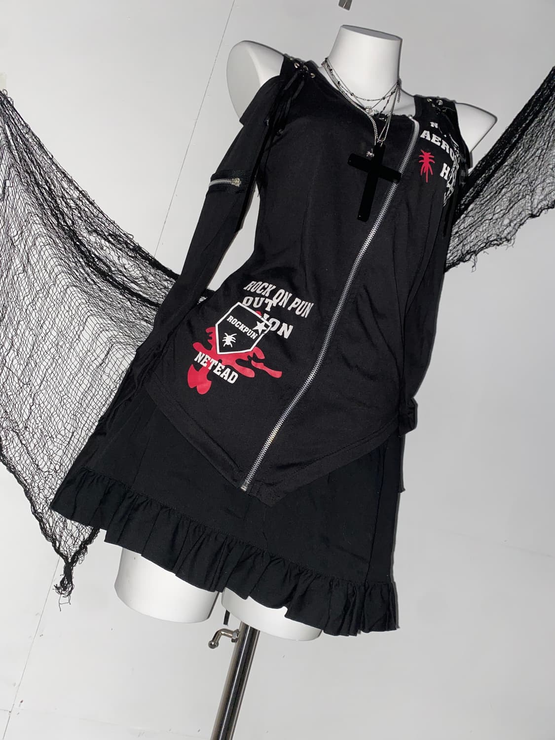 ꒰ঌ 어딕트랩 펑크 고스 스컬 롱슬리브 ໒꒱ 상품이미지3