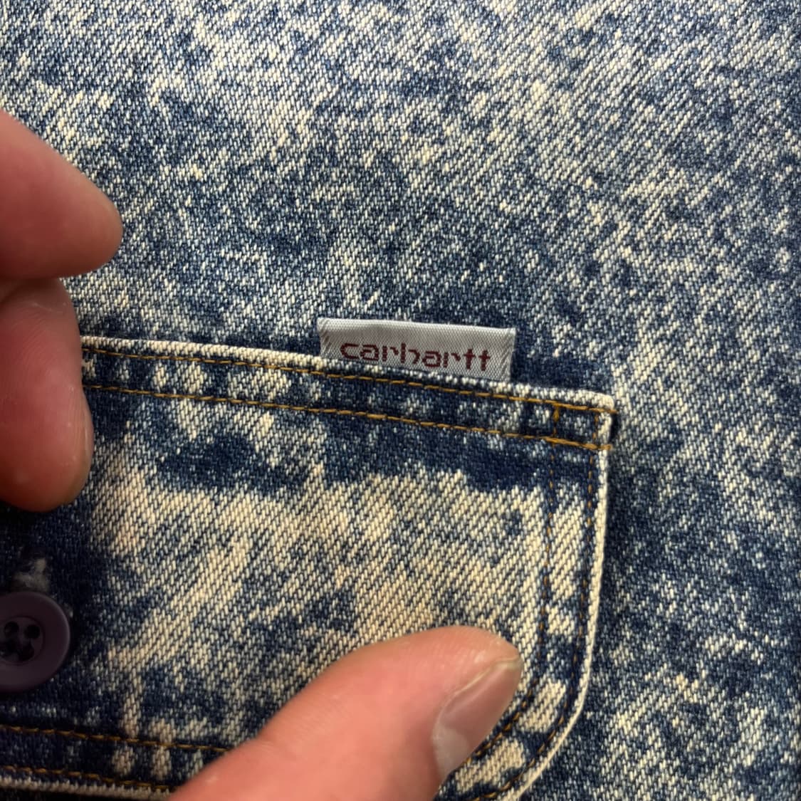 100 칼하트 애시드 데님 워싱 셔츠 자켓 상품이미지3