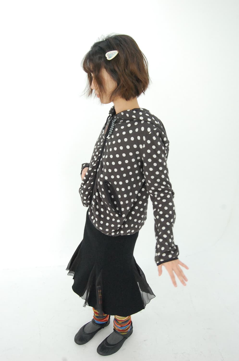 Mercibeaucoup dot shirring hood zip-up 상품이미지4