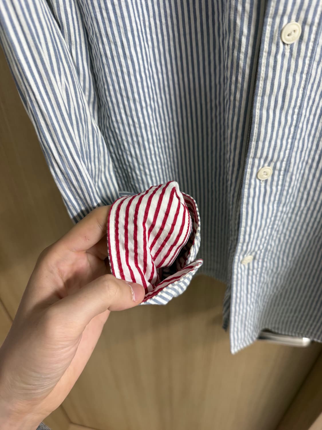 [XL] 타미힐피거 레귤러핏 스트라이프 시어서커 셔츠 블루 상품이미지6