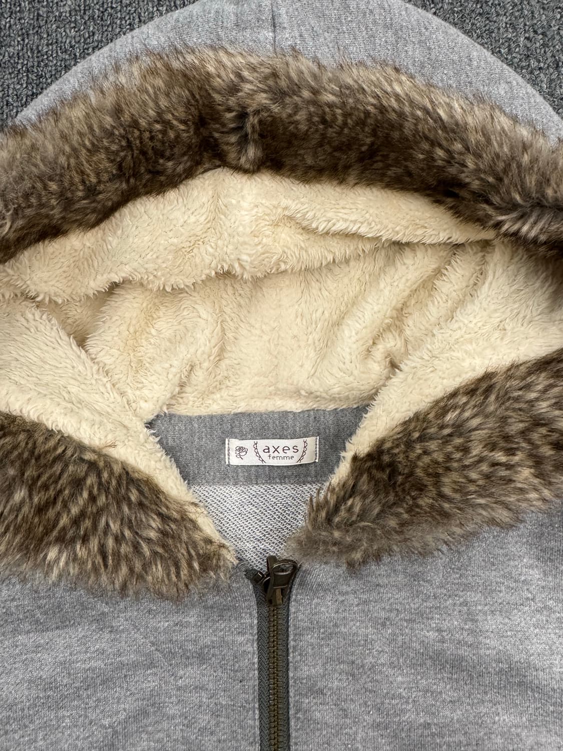 M)AXES 빈티지 그레이 퍼 후드집업 상품이미지3