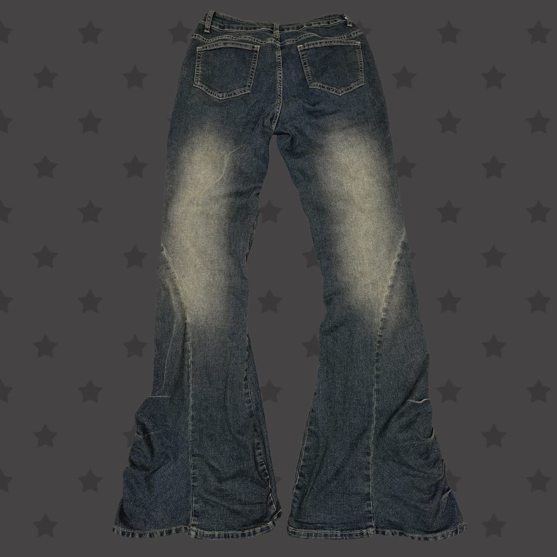 펑크 핀터깔 십자가 징 포인트 워싱 데님 셔링 팬츠  상품이미지2