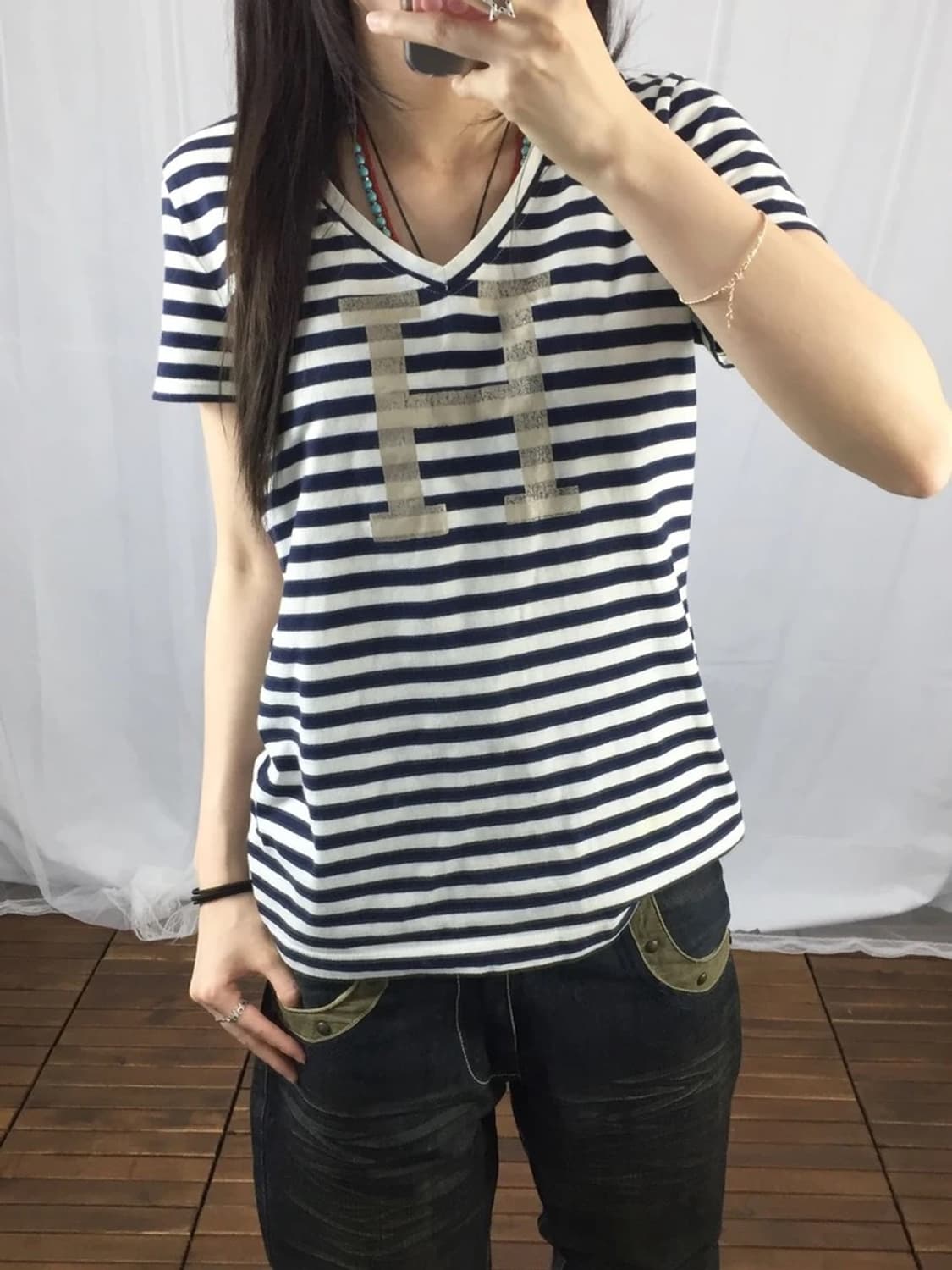 Tommy Hilfiger Stripe V-Neck Tee 상품이미지3