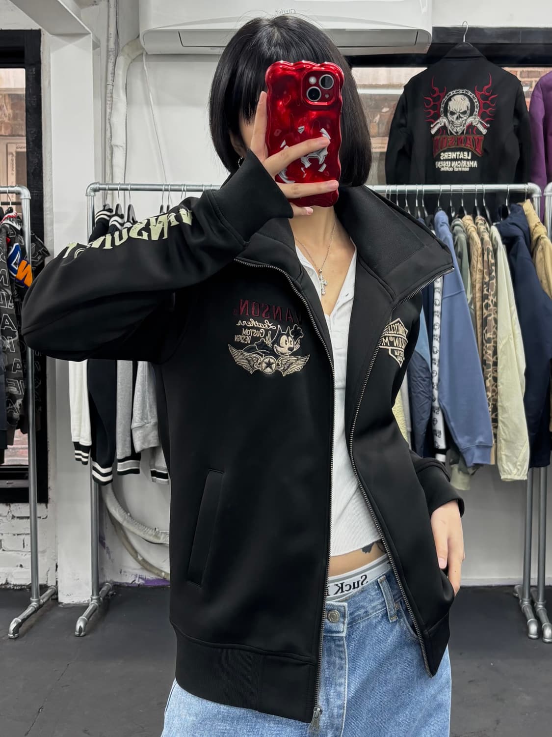 밴슨 레더 펠릭스 하이넥 집업 상품이미지1