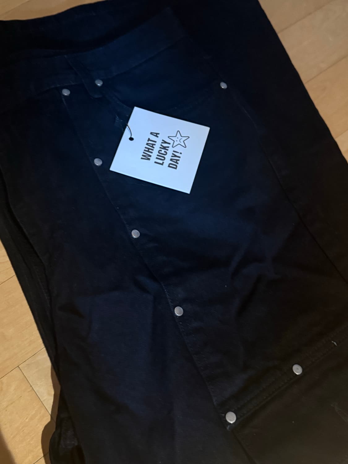 아이필럭키 와이드 스터드 카고바지 블랙 새상품 상품이미지2