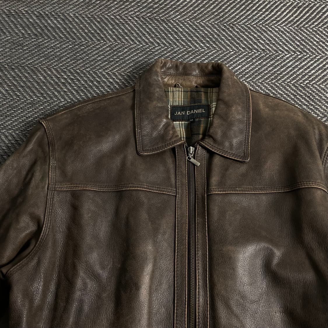 Jan daniel 워시드 카우 가죽 레더 자켓y 3894 상품이미지5