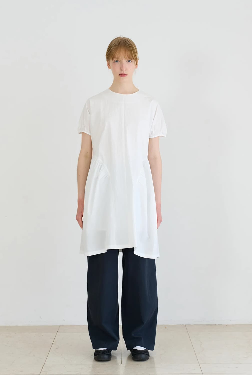 pesto | cap sleeve shirring dress white 상품이미지2