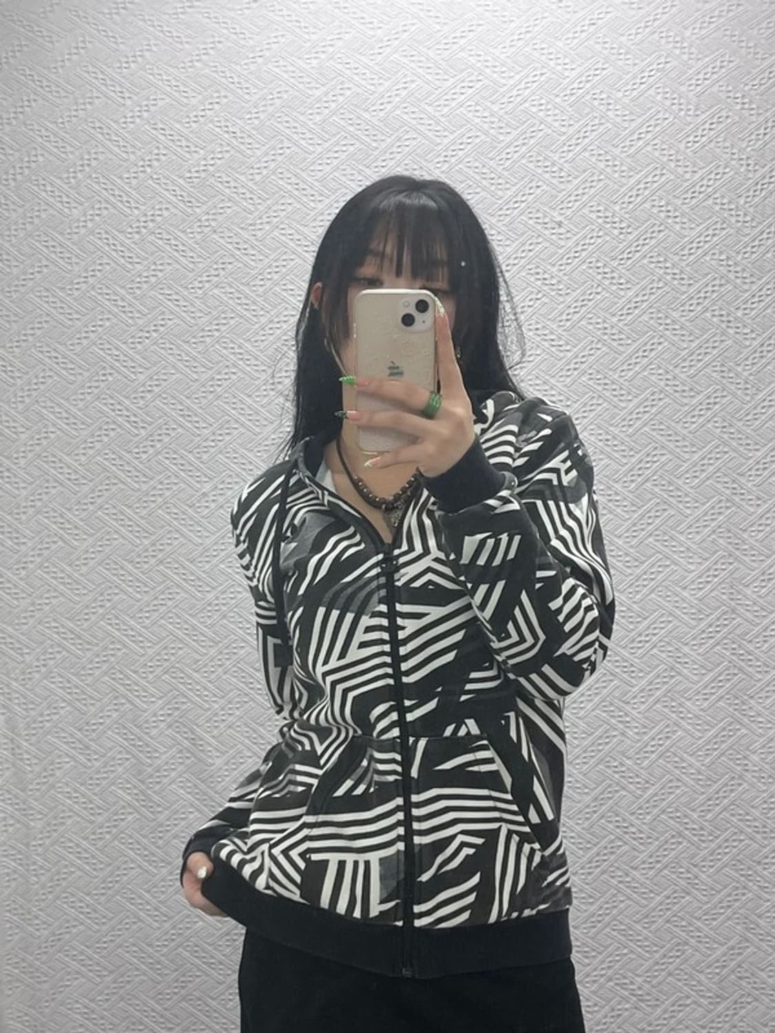 아디다스 유니크 키치 기하학 패턴 져지 후드집업 90 C08888 상품이미지2