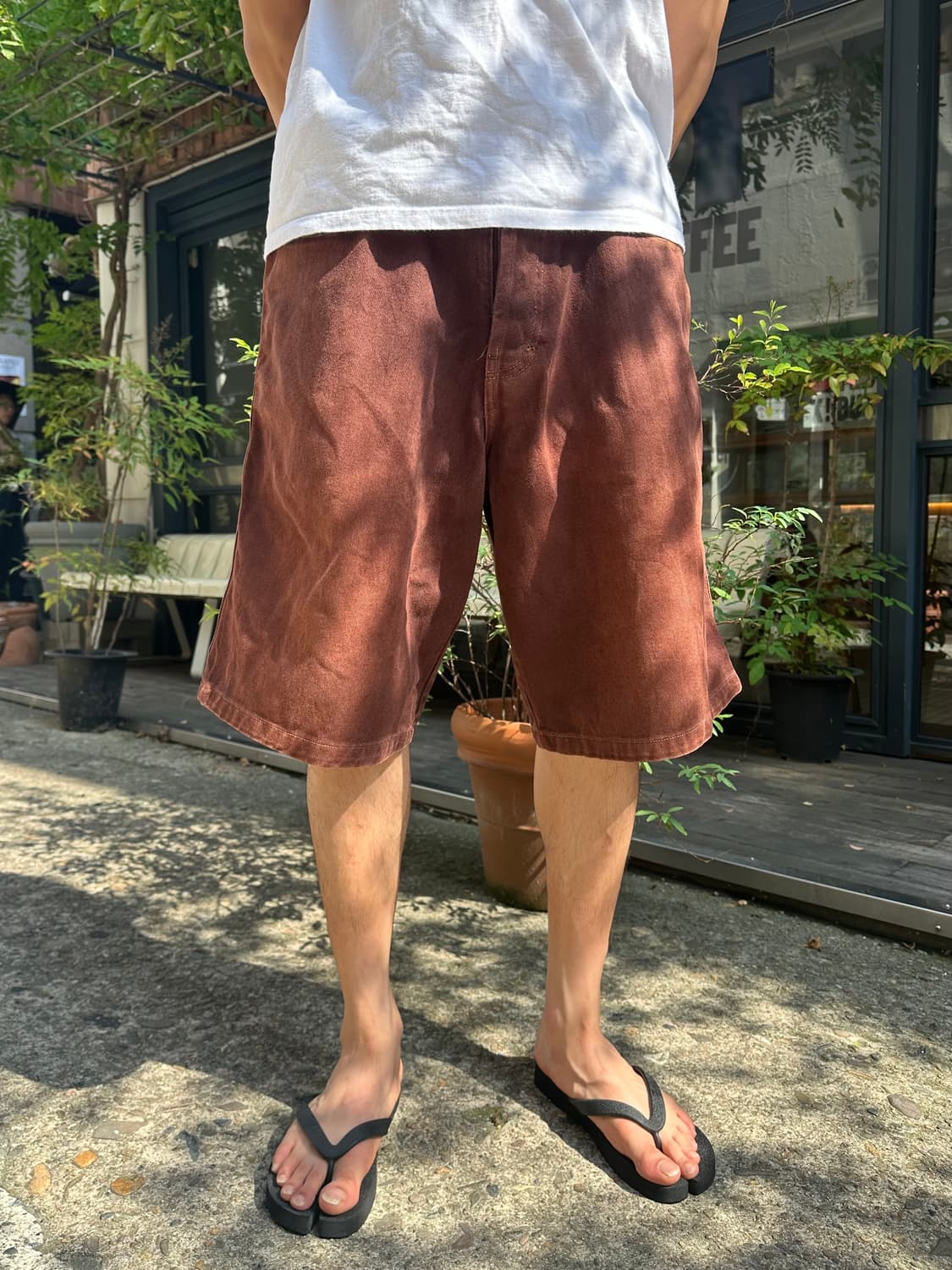 Prime brown denim washed bermuda pants 상품이미지2