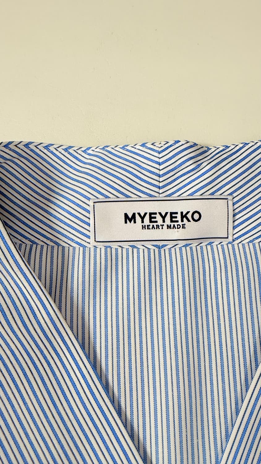 마이아이코 MYEYEKO 스트라이프 벨티드 랩스타일셔츠 정가 18만원대 상품이미지6