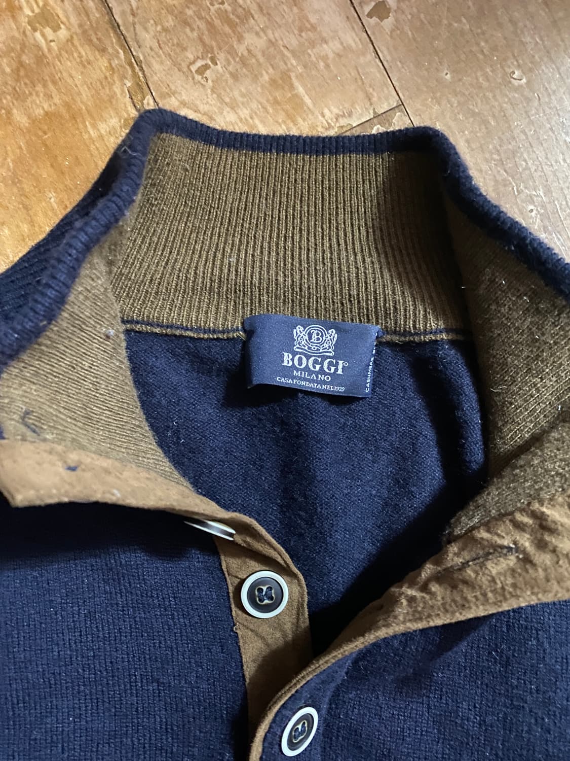 이태리 BOGGI MILANO 남성 하프넥 울&캐시미어 니트 네이비 상품이미지2