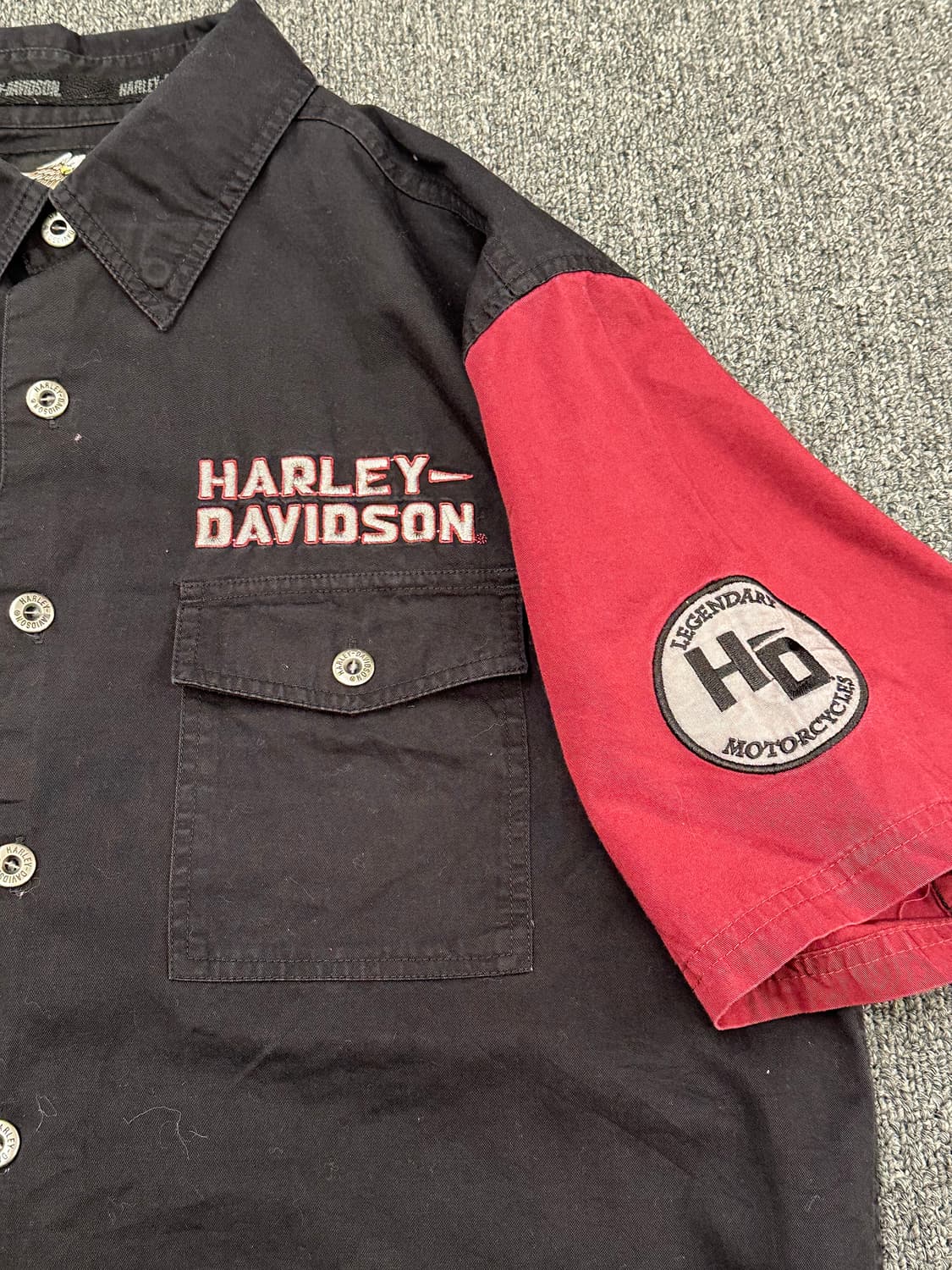 S)할리데이비슨 빈티지 후면 이글 자수 반팔셔츠 상품이미지2