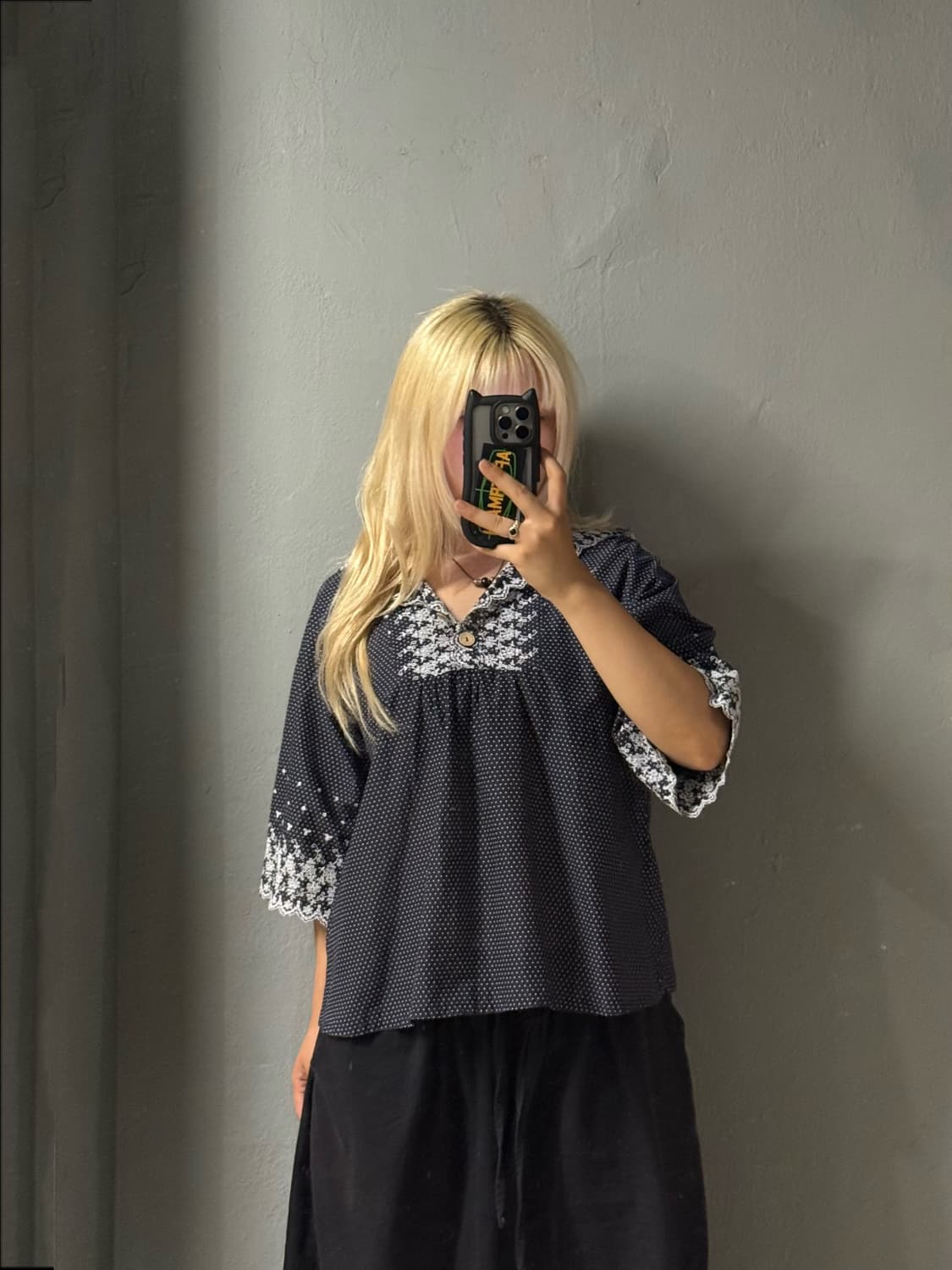 flower point dot pattern hood top 상품이미지2