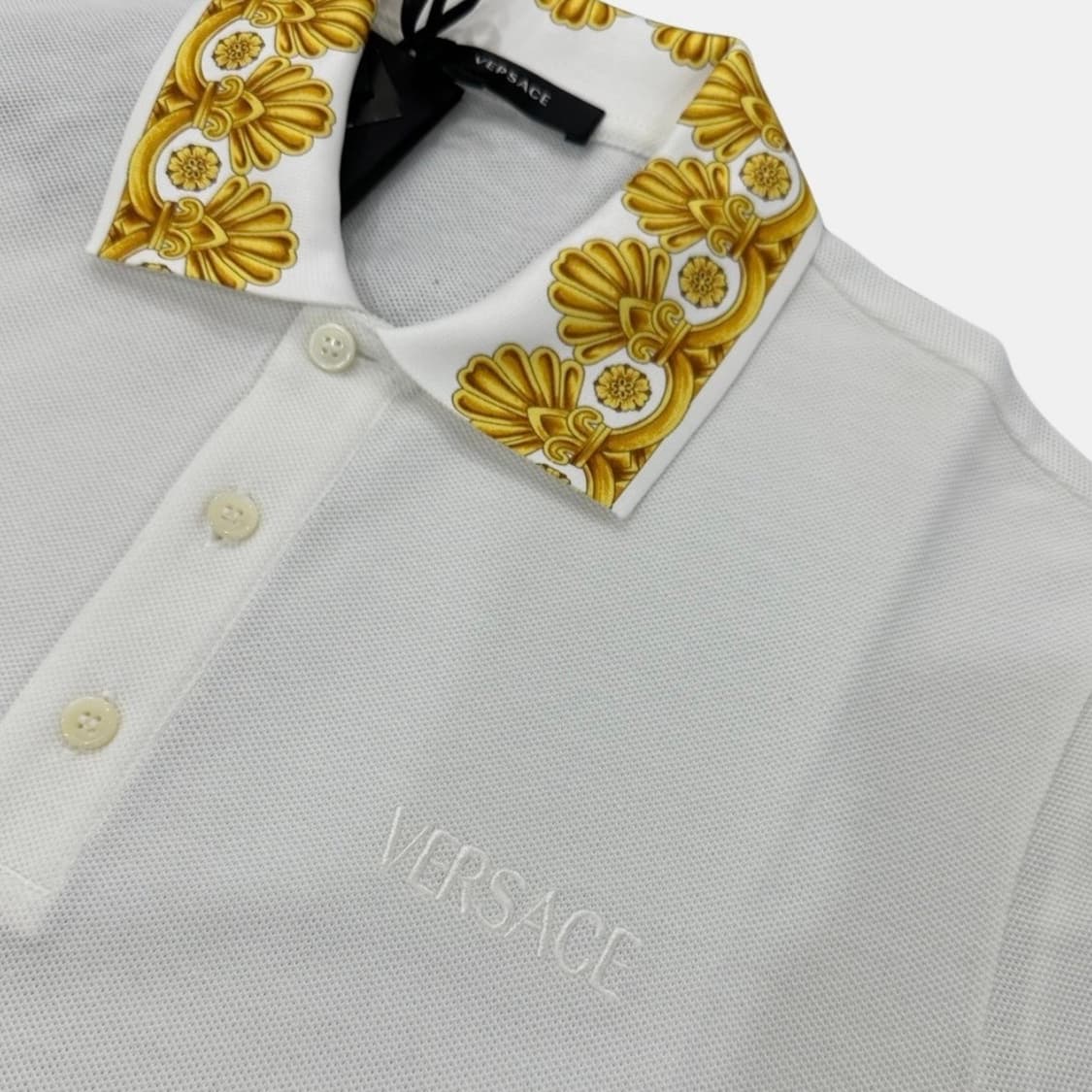 VERSACE 베르사체 바로크 카라 PK티 폴로 티셔츠 화이트 상품이미지3