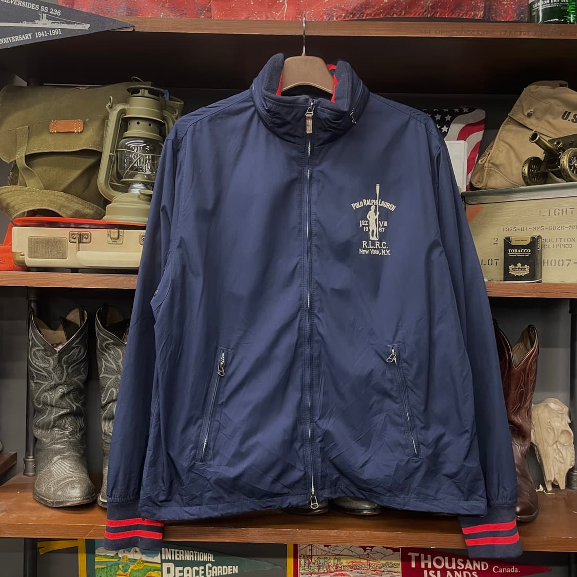 90s 폴로 랄프로렌 레터링 후드 내장 페리 자켓 블루종 스윙탑 N294 상품이미지1