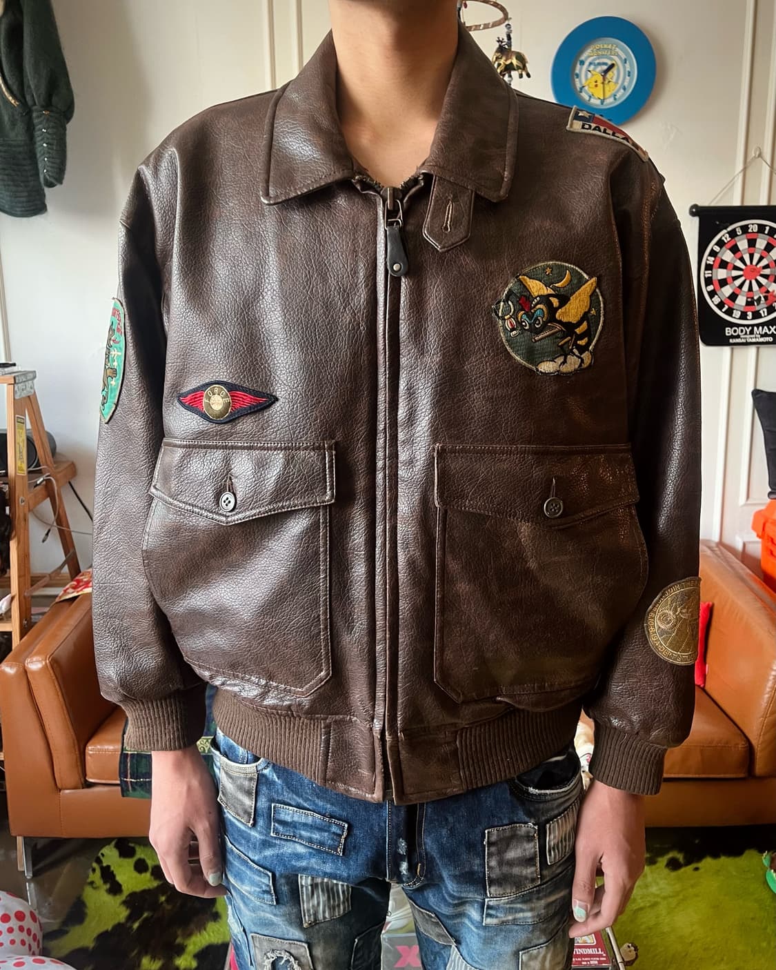 1980-90s A-DEPT Leather A-2 Bomber JK 상품이미지2