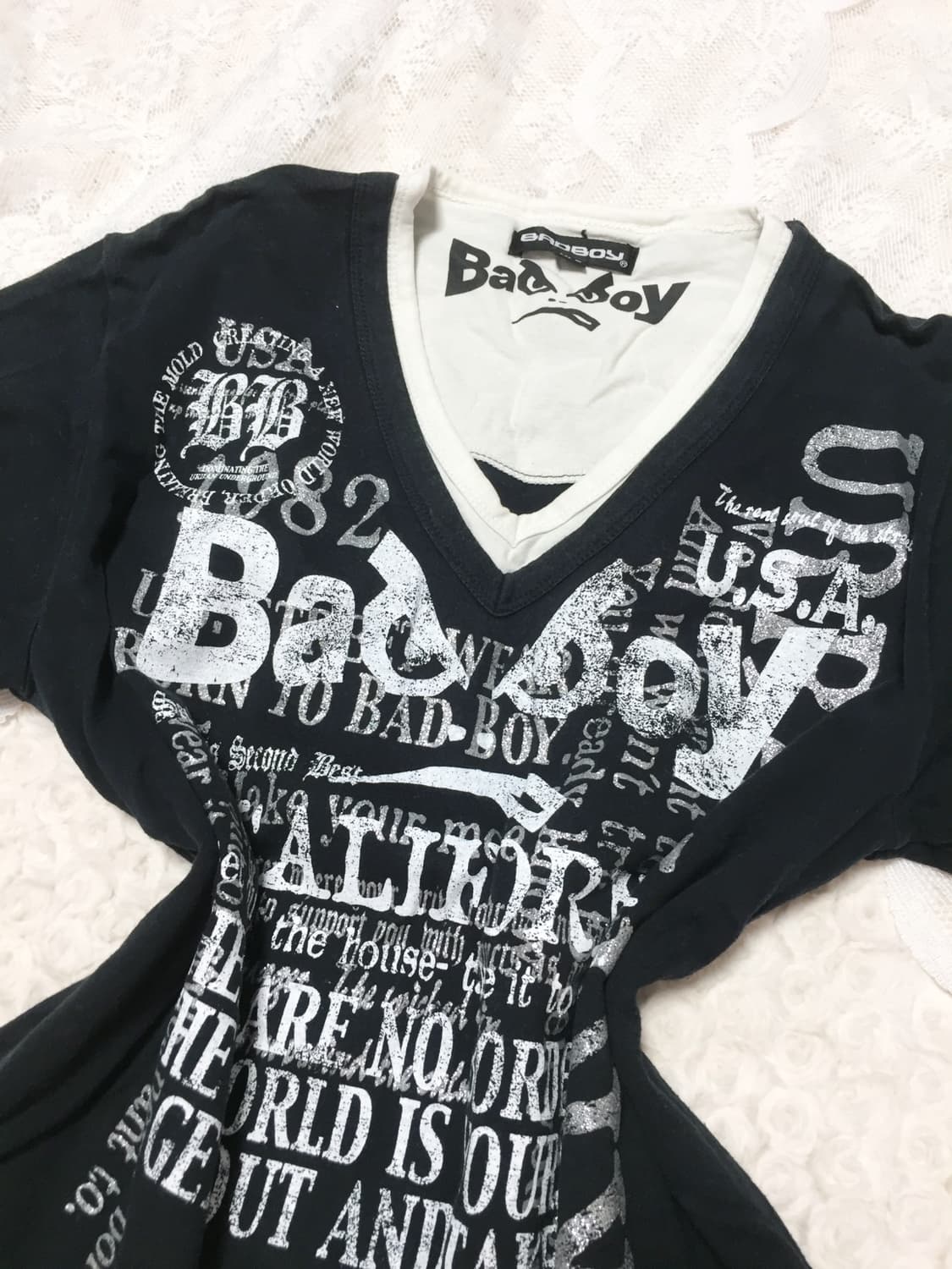 빈티지 펑크갸루 badboy 레이어드 반팔티 상품이미지3