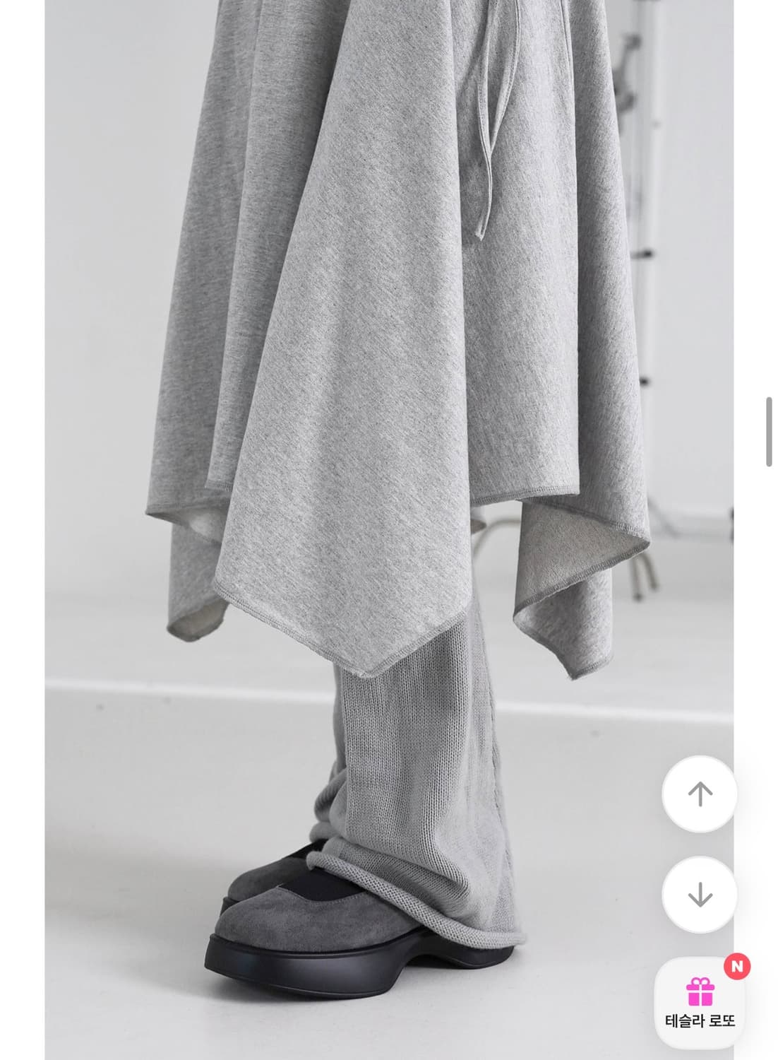 바이너리원 쥬얼 언발 미디 스커트 그레이  상품이미지4