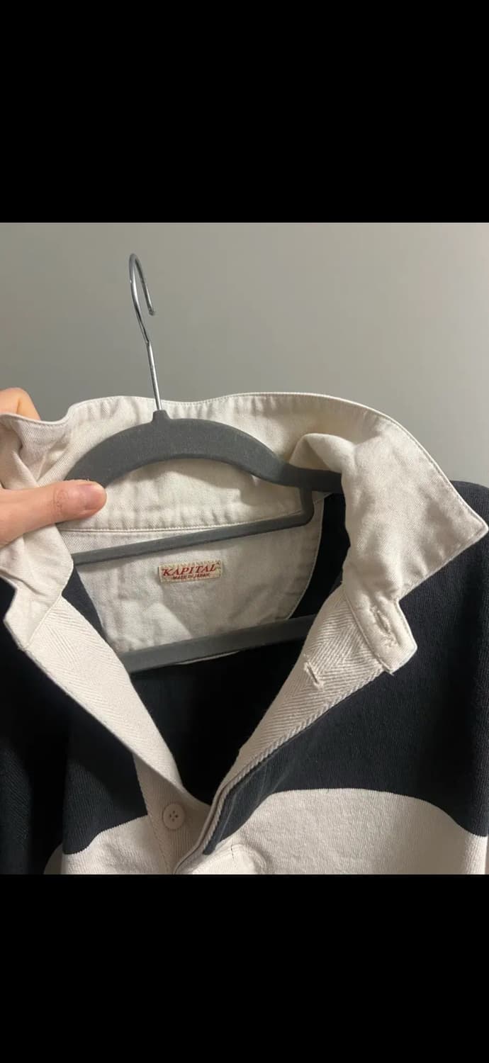 캐피탈 16 패널 스트라이프 저지 빅 럭비 셔츠 블랙 상품이미지3