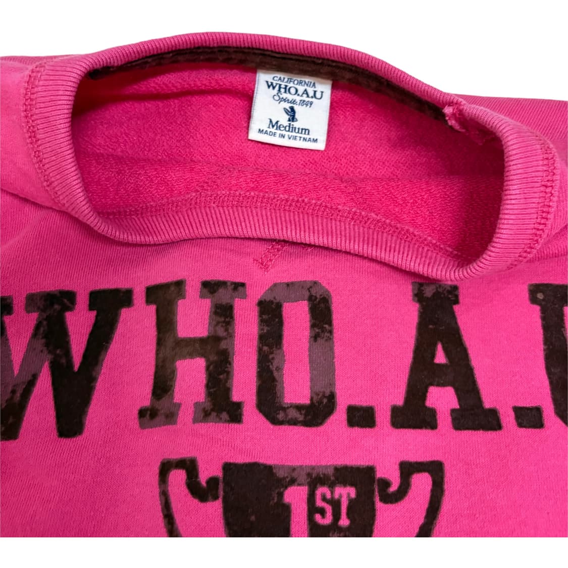 빈티지 WHO.A.U 후아유 클래식 핑크브라운 맨투맨 티셔츠 상품이미지4