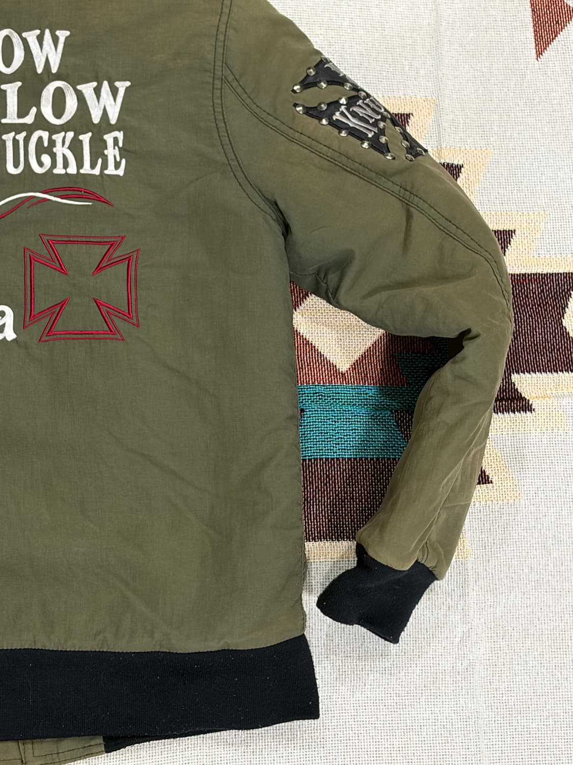 로우블로우너클 체인 스터드 플라이트 바이커 자켓 상품이미지2