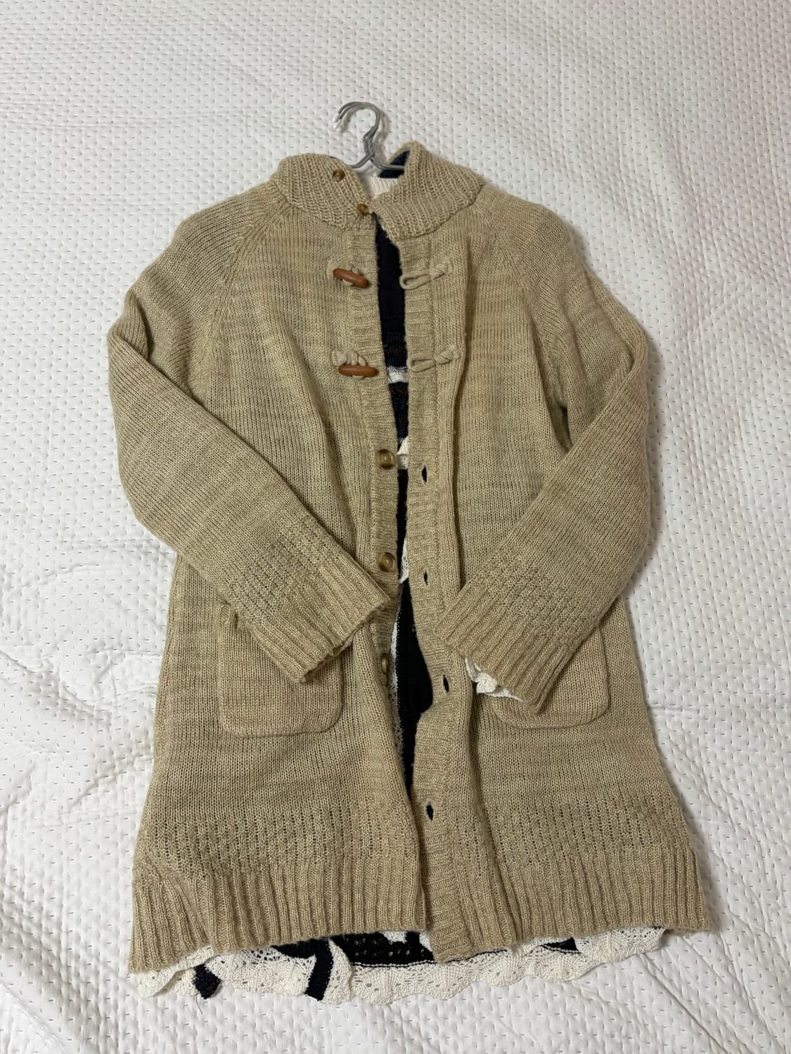 빈티지 베이지 네이비 모리 가디건 상품이미지1