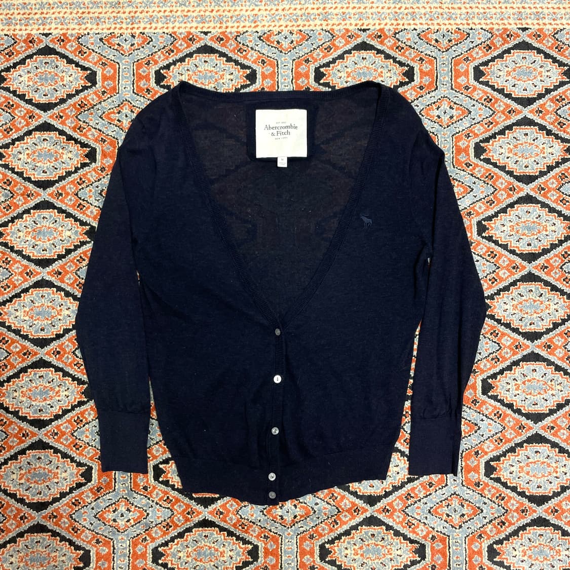 아베크롬비 네이비 브이넥 7부 가디건 여성M 상품이미지1