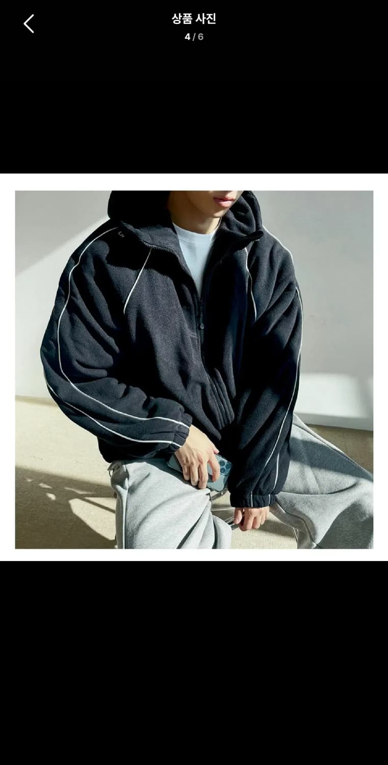 Free / 블랙 ) 오버핏 후드집업 후리스 자켓 상품이미지4