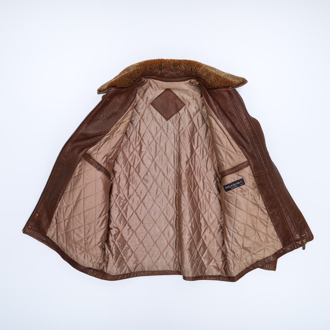 100 입생로랑 빈티지 양가죽 퍼 무스탕 가죽 자켓 4217 상품이미지3