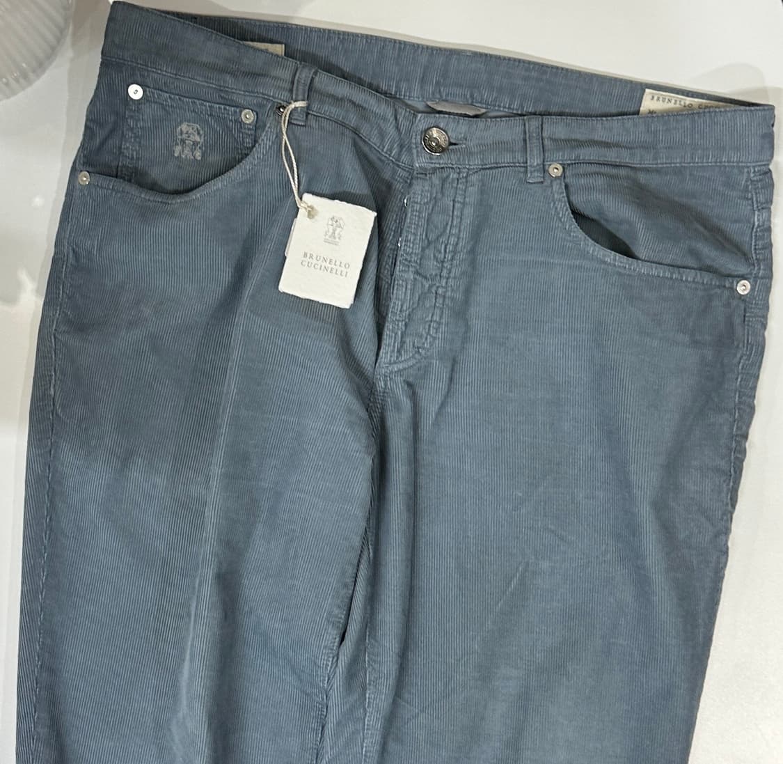 브루넬로 쿠치넬리 이탈리안핏 코듀로이 아주르 블루 팬츠 상품이미지3