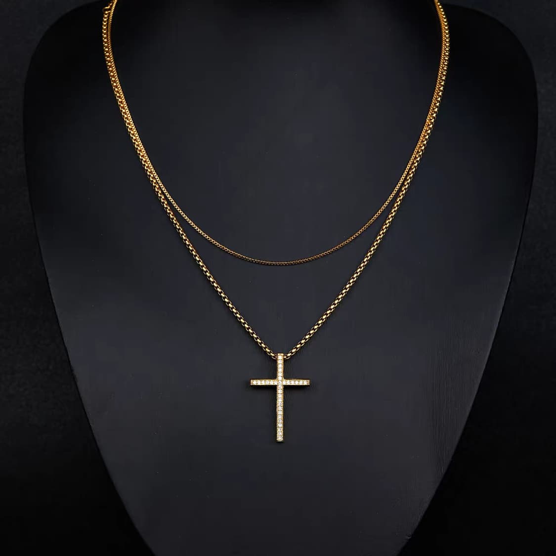 Oceanora S925/티타늄 지르콘 크로스 네크리스 - 골드/실버 상품이미지6