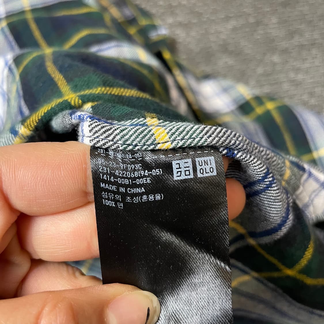 유니클로 딥그린체크 반버튼 긴팔 셔츠 S 상품이미지7