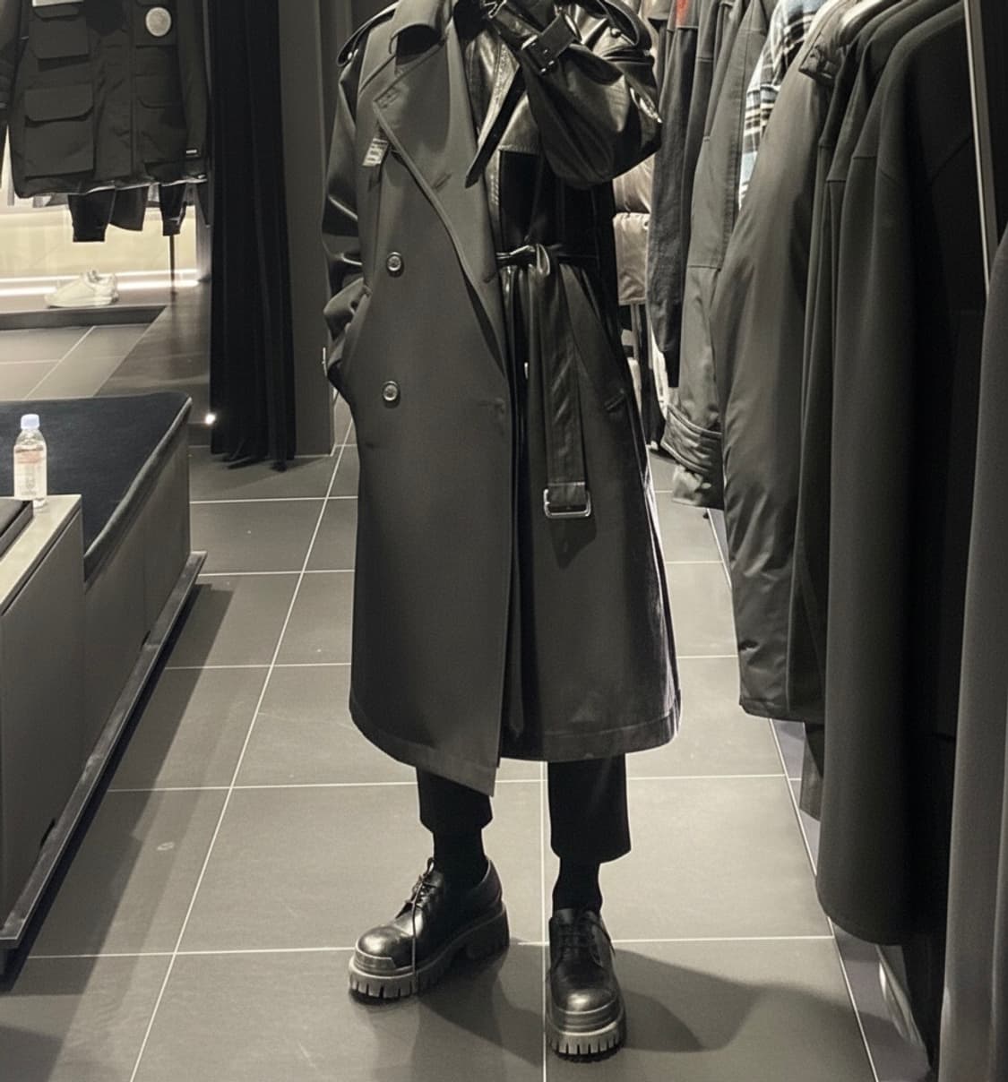 준지 20fw 컬렉션 아수라 레더 트렌치 코트 46 상품이미지3