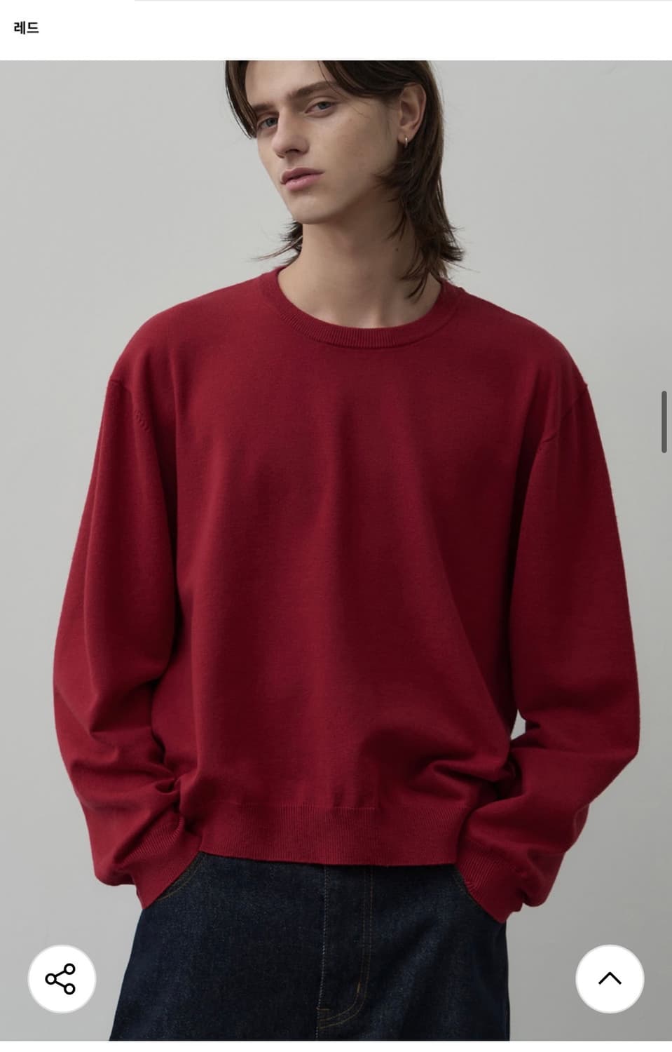 (L) 알리스 클라우드 터치 라운드 크롭 니트 [RED] 판매 상품이미지1