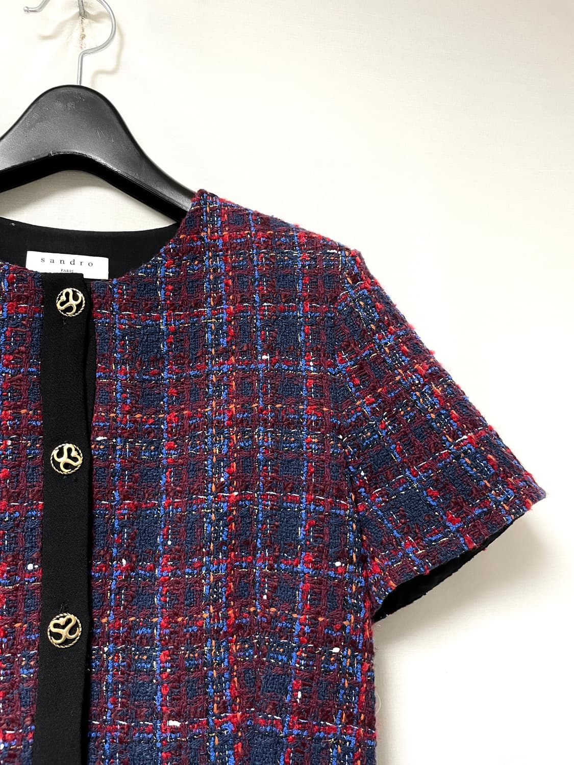 sandro 산드로 여성 트위드 반팔 원피스 36 _ 퍼플 상품이미지3