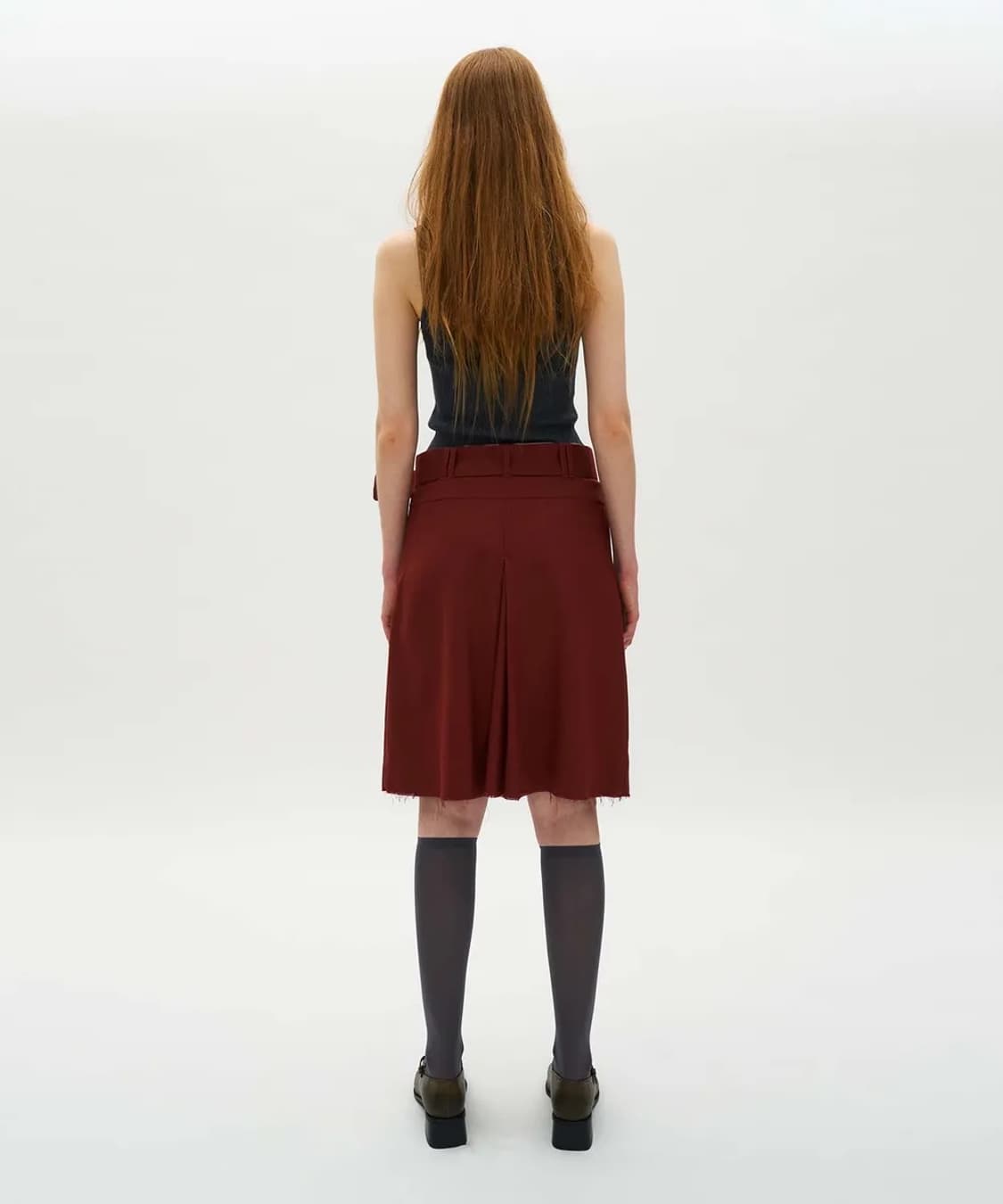 partimento 2 사이드 벨티드 컷 오프 플리츠 스커트 가넷 상품이미지4