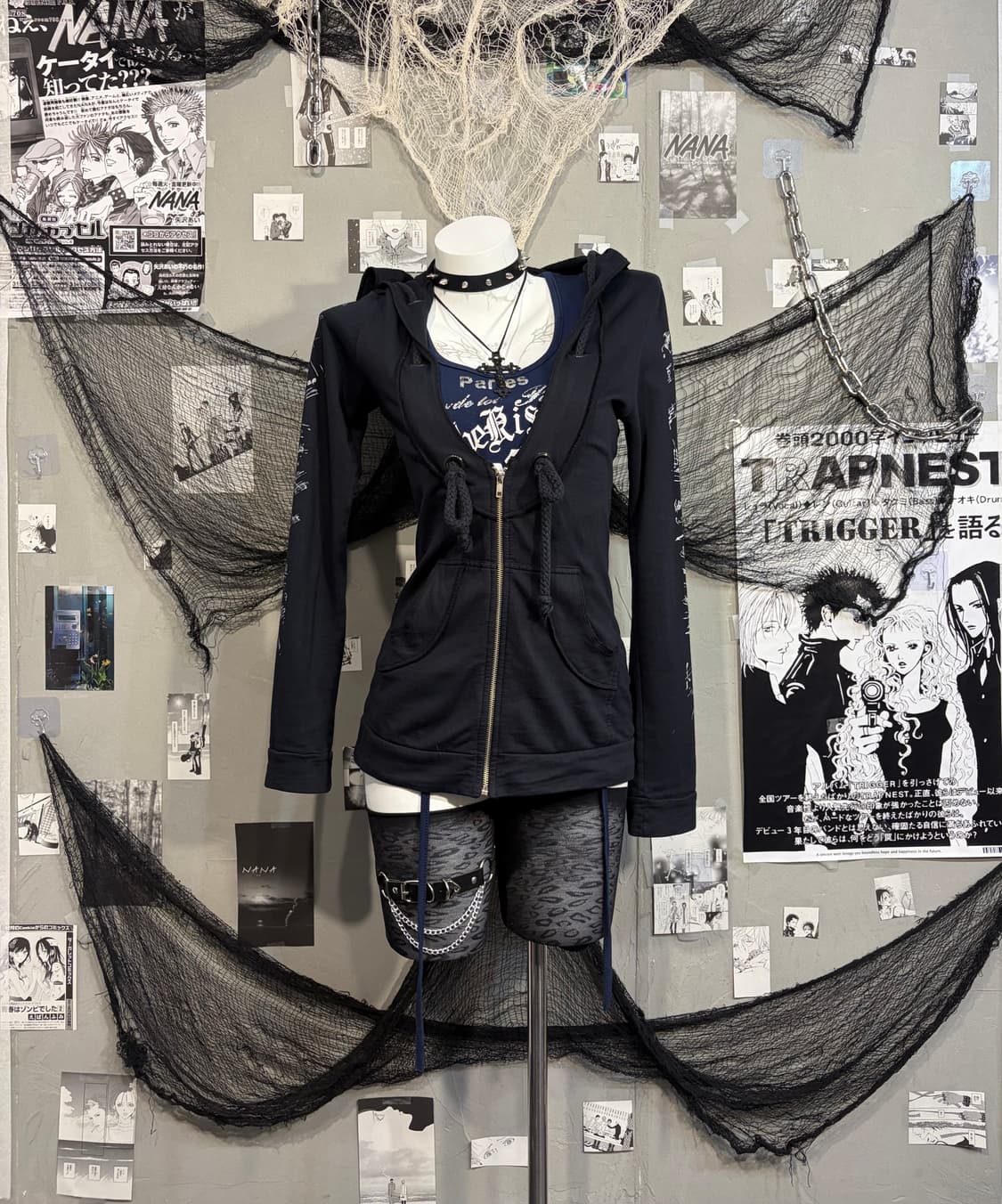 00‘s rope detail Printing hoodie zip up 상품이미지1