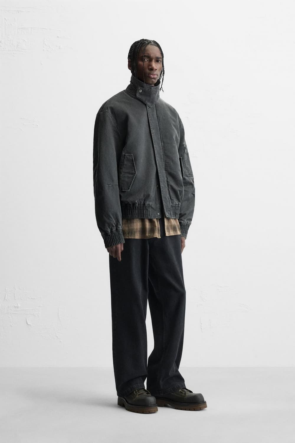 자라 왁스드 가공 워시드 자켓 GREY M사이즈 새제품 상품이미지1